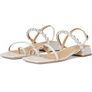 Badgley Mischka White Pearl Embellished Strappy Sandals